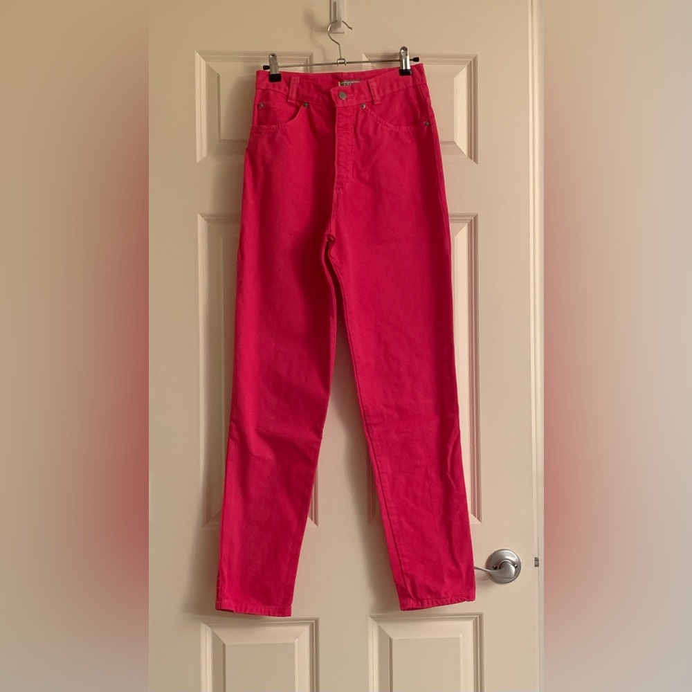 EUC Jeans: High Waist, Hot Pink, Ankle Jeans, Vintage 90s, Skinny Legs, Size 7